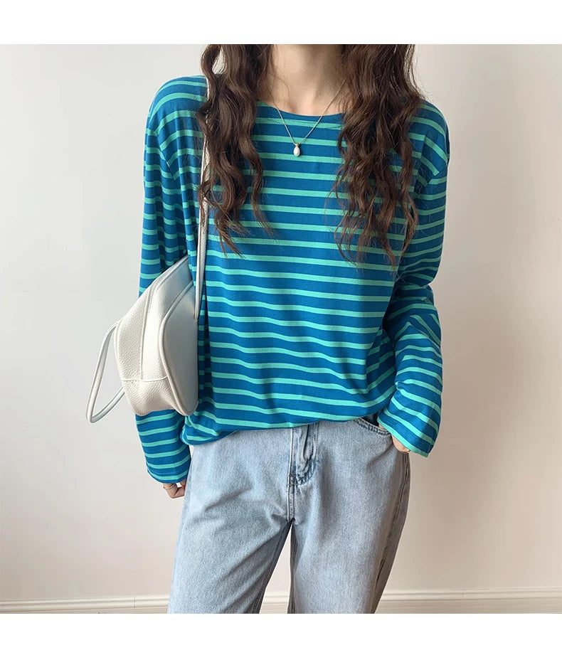 Striped Long Sleeve  T-shirt