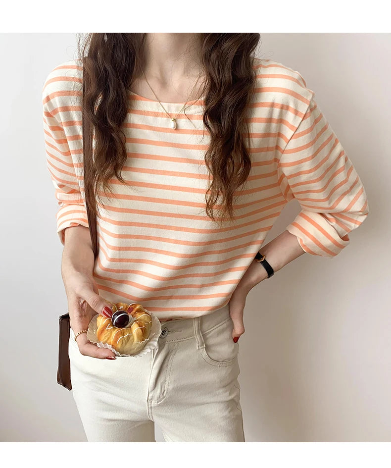 Striped Long Sleeve  T-shirt