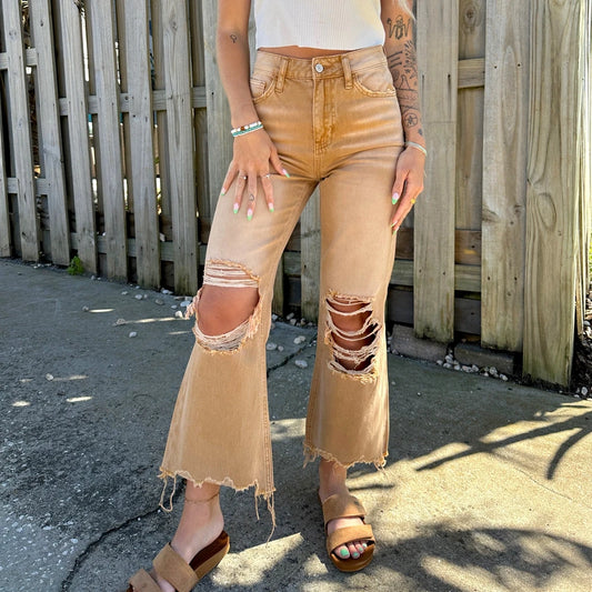 Ripped Wide Leg Denim