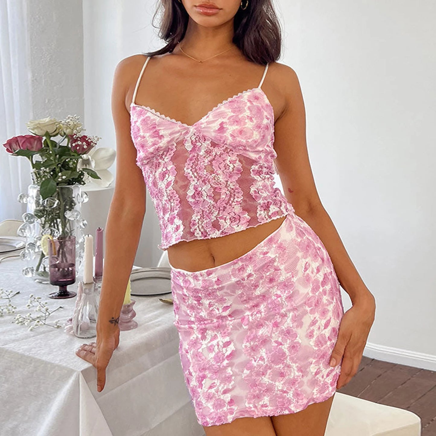 Pink Floral Mini Summer Set