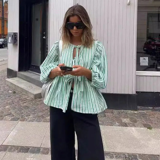 Green Bow Blouse