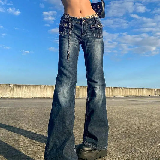 Dark Blue Wide Leg Jeans