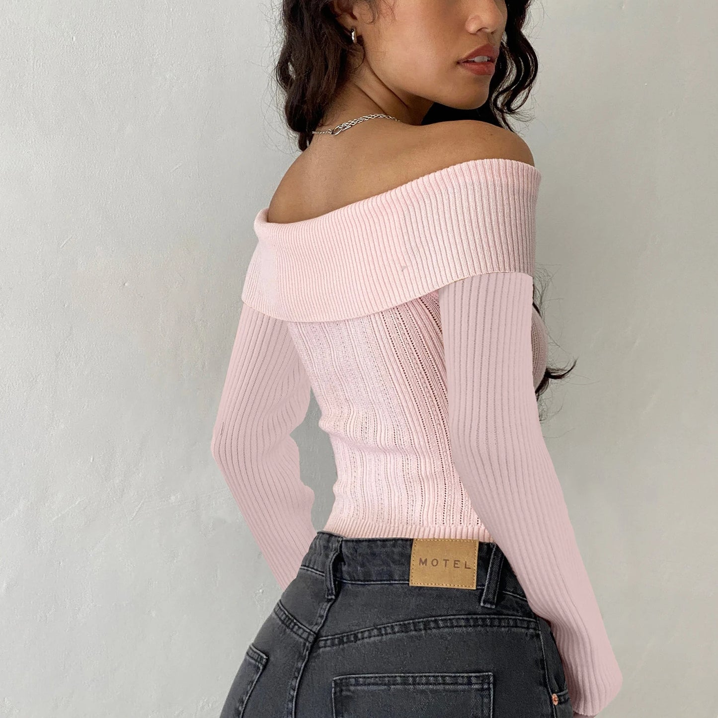 Knit Flower Crop Long Sleeve