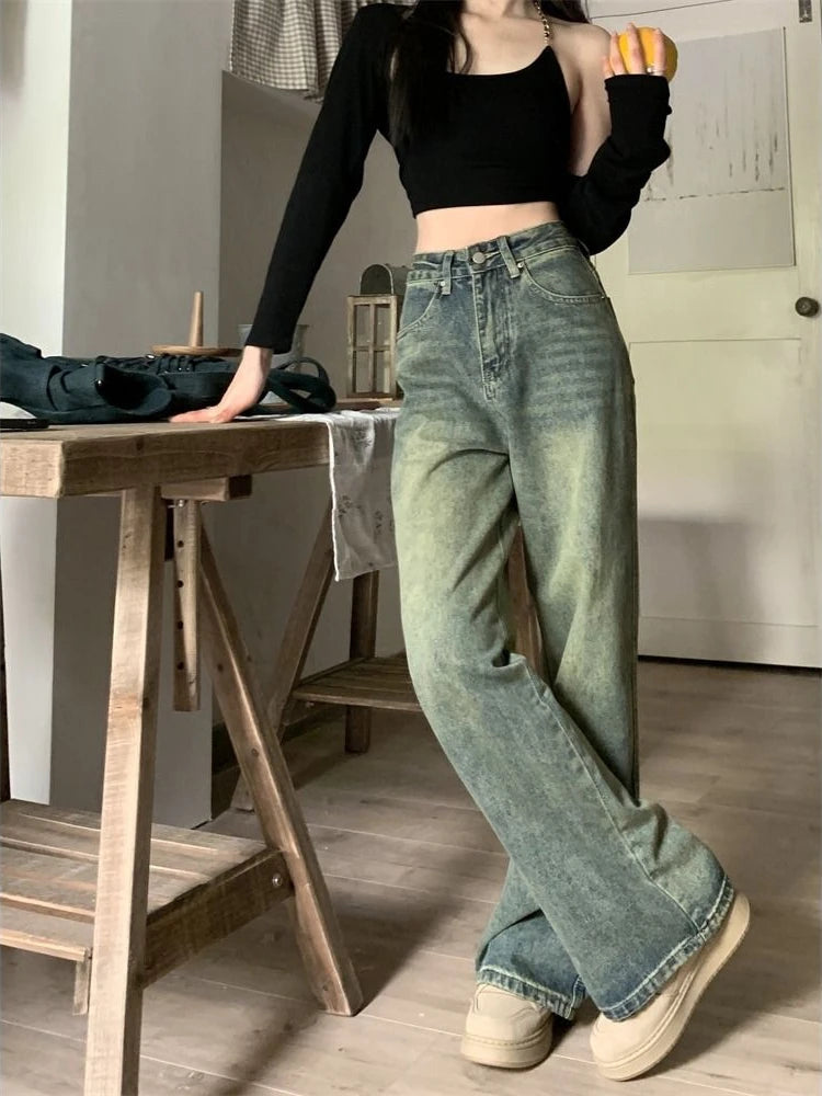 Wide Leg Blue Jeans