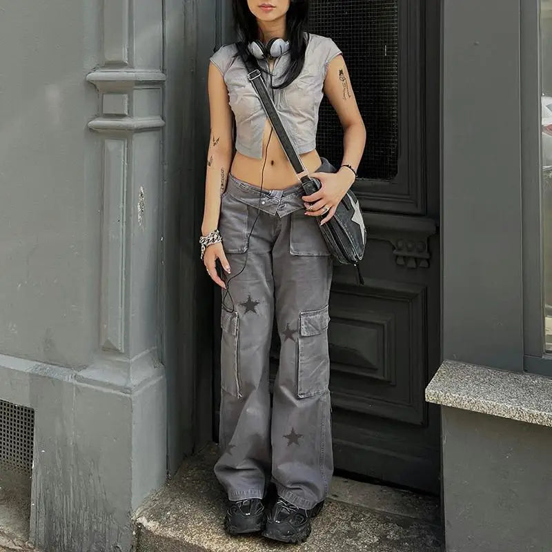 Low Waist Pockets Star Cargo