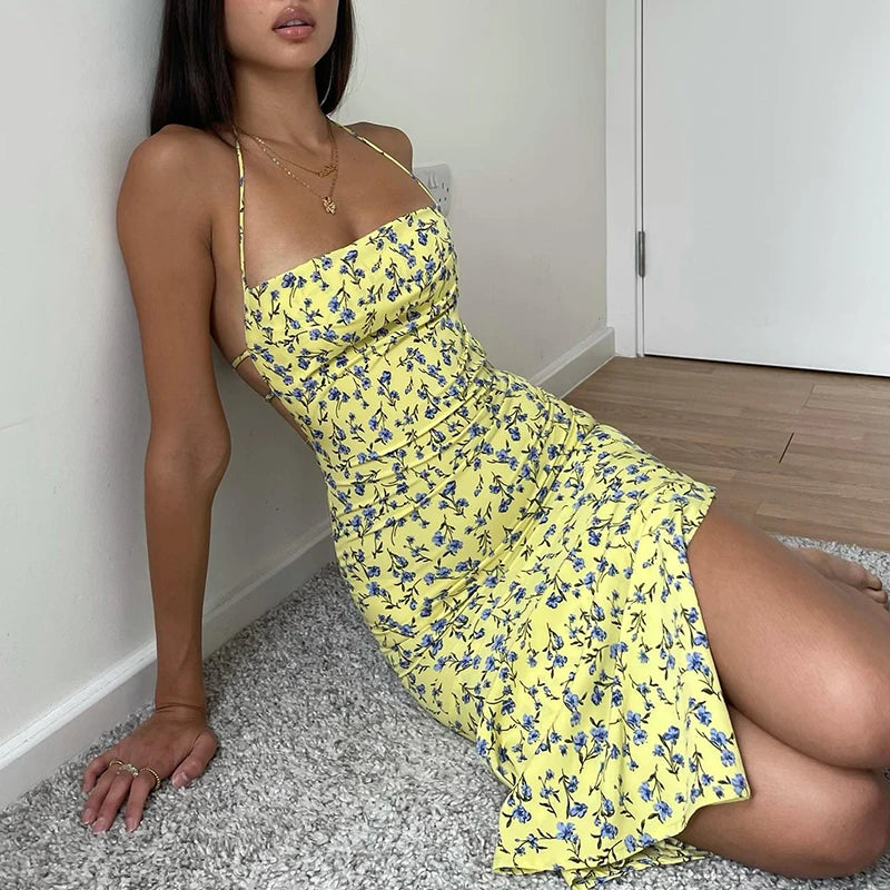 Yellow Floral Summer Dress