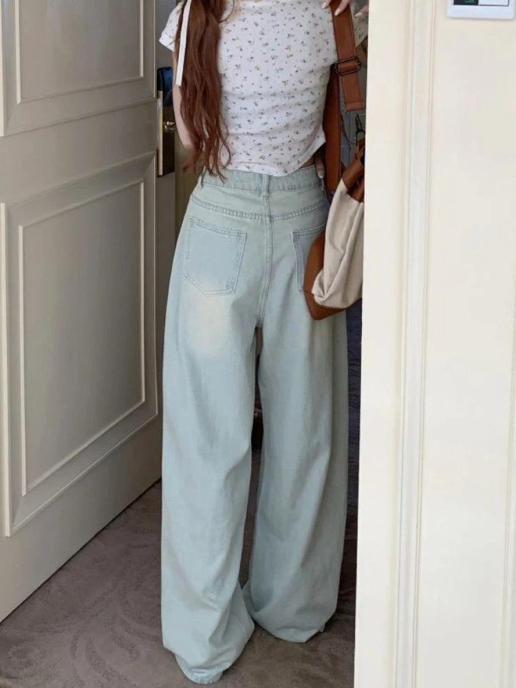 Vintage Bleached Wide-Leg Jeans