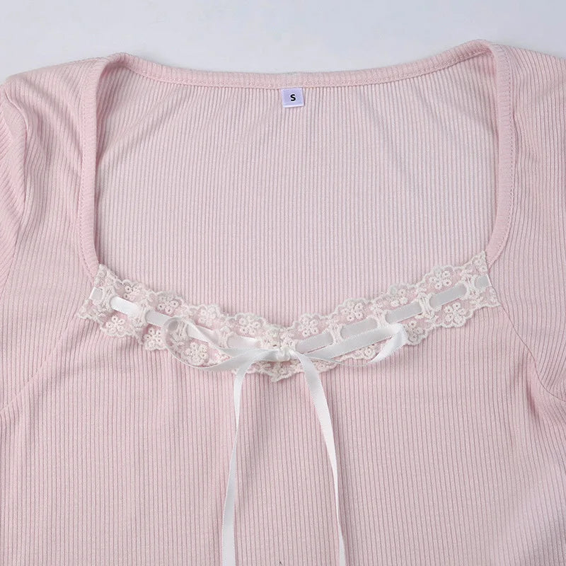 Pink Cropped Top Bow