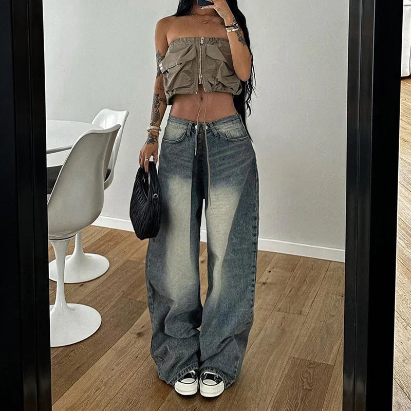 Denim Wide-Leg Jeans