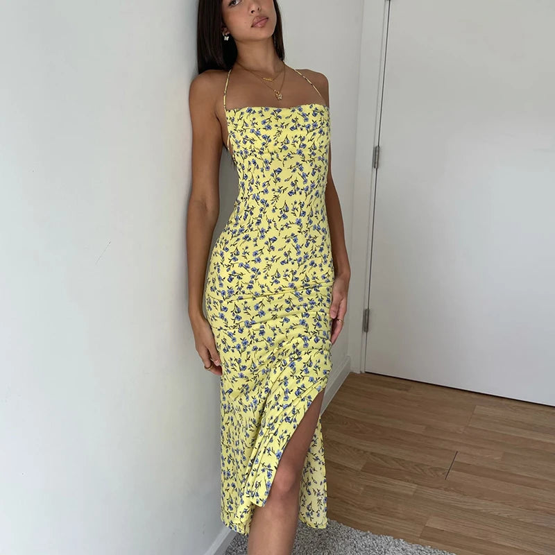 Yellow Floral Summer Dress