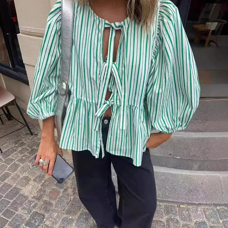 Green Bow Blouse